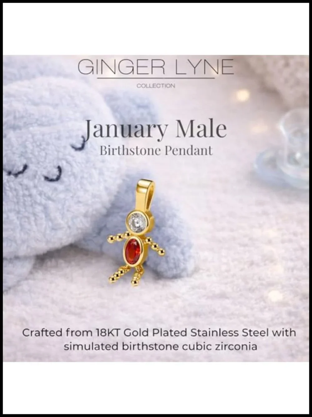 Birthstone People Charms for Necklace - Stainless Steel Gold Plated Pendant -